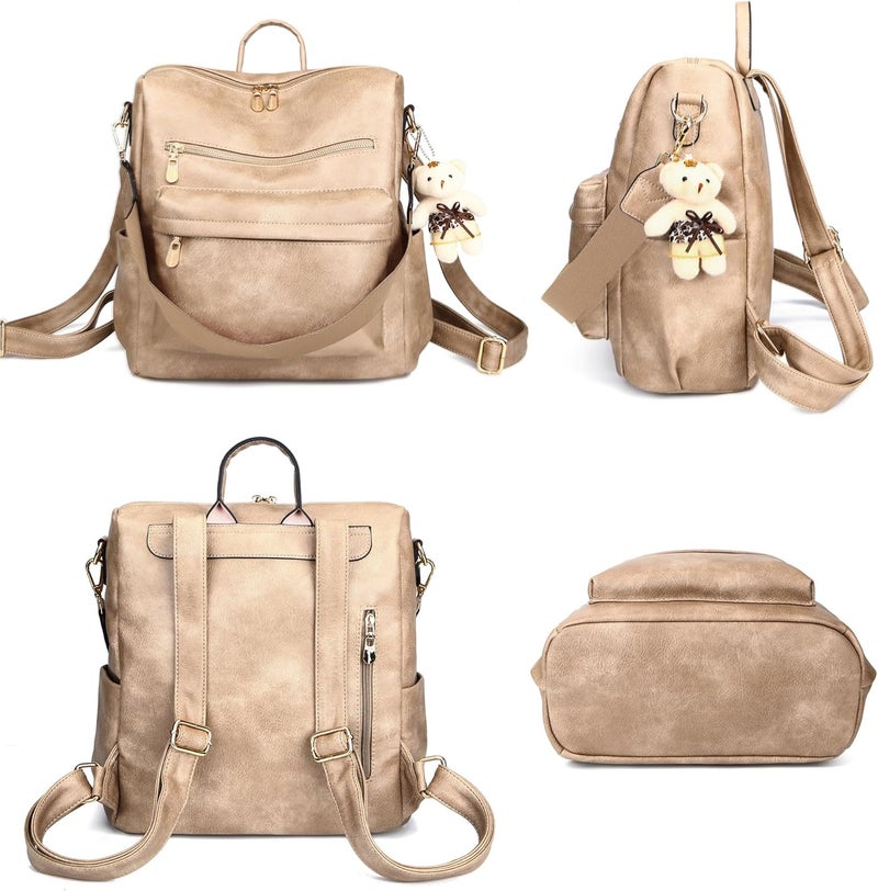 Soperwillton Women Backpack Purse Multipurpose Design Handbags Shoulder Bag PU Leather Travel bag Backpack Set 2pcs - Image 2